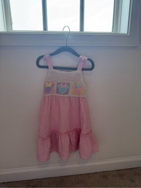 Disney Pink Crochet Bodice Knot-Strap Casual Dress